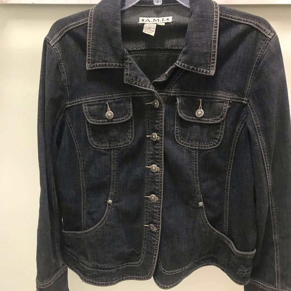A.M.I. Vintage Black Washed Jean Jacket PM